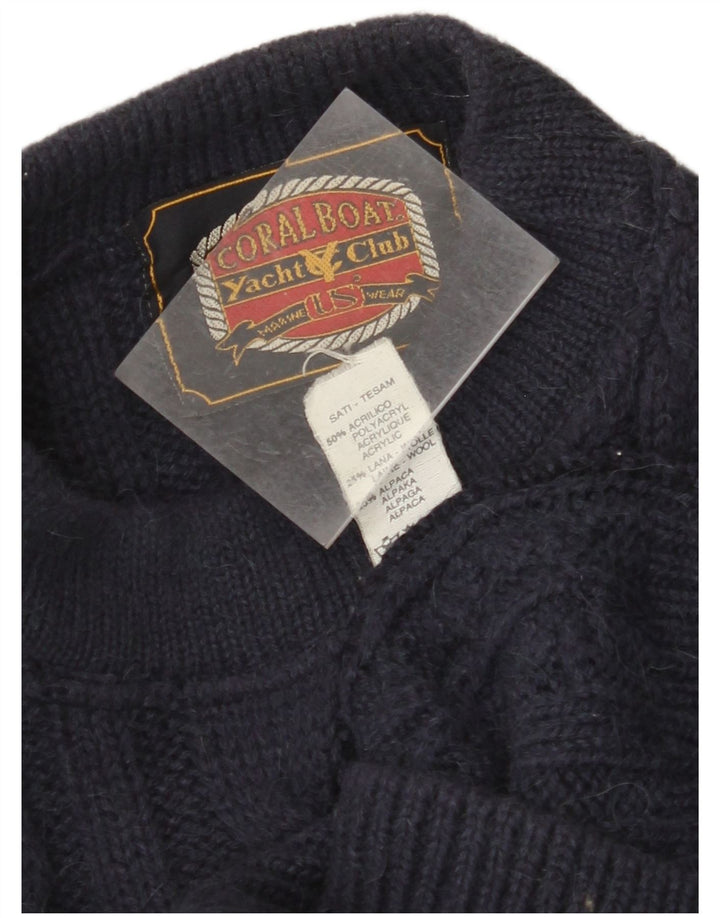 ВИНТАЖНЫЙ женский джемпер с круглым вырезом, Великобритания 18 XL, темно-синий акрил