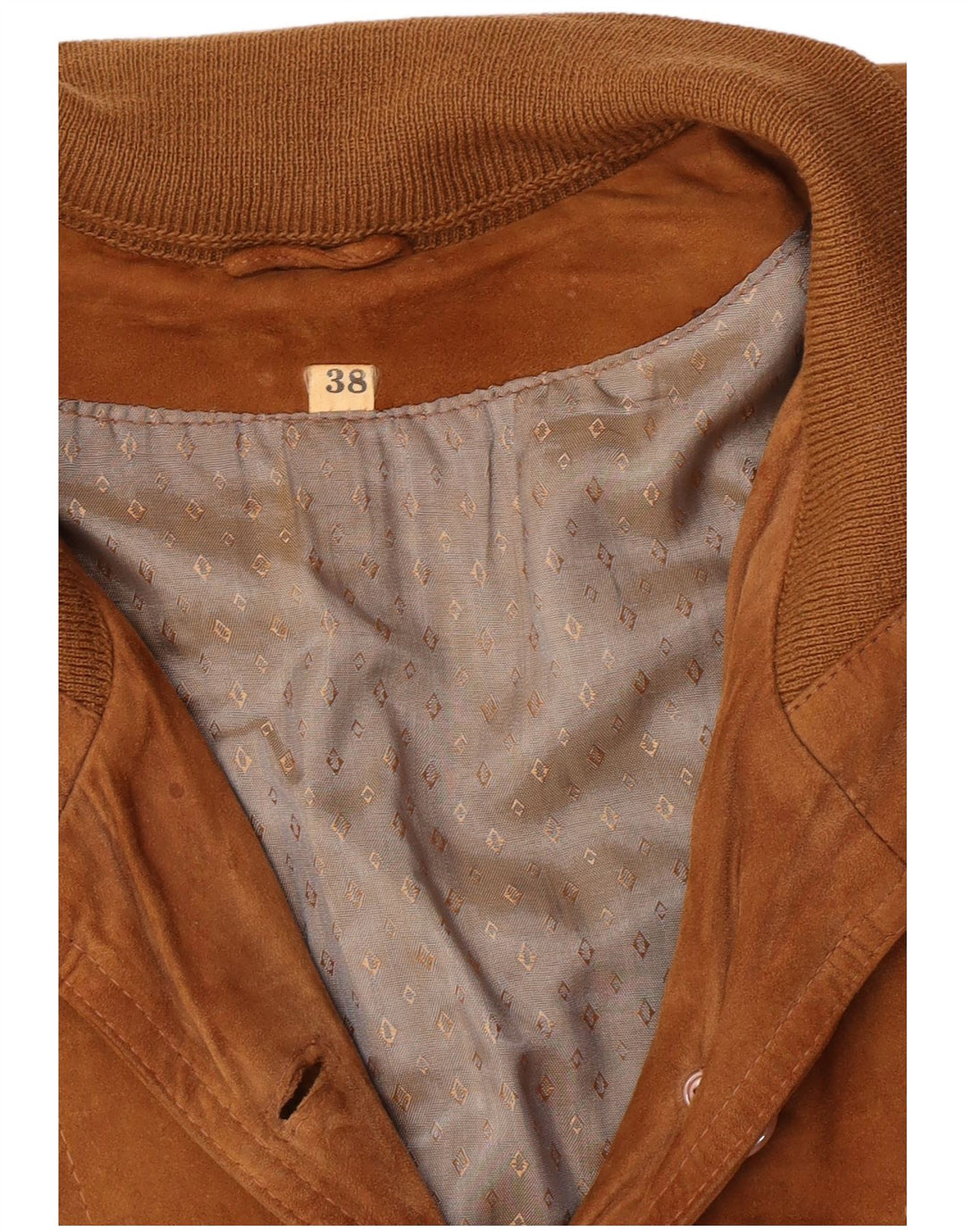 Винтажная женская замшевая куртка-бомбер EU 38, средний коричневый цвет в стиле ретро