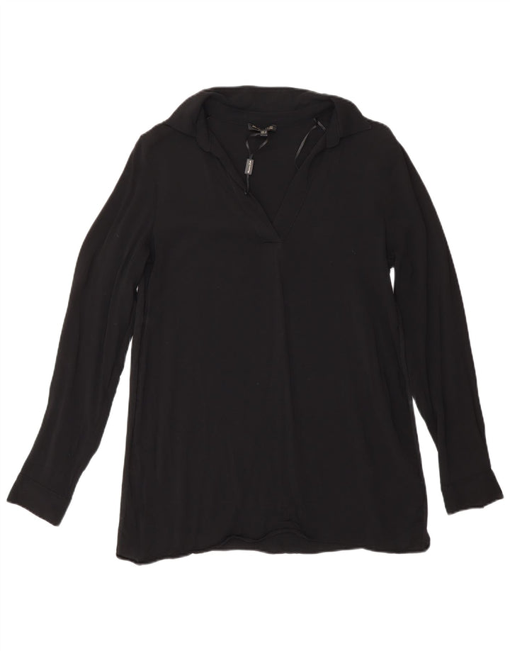 Женская блузка с длинным рукавом Massimo Dutti UK 10, маленькая, черная, вискоза