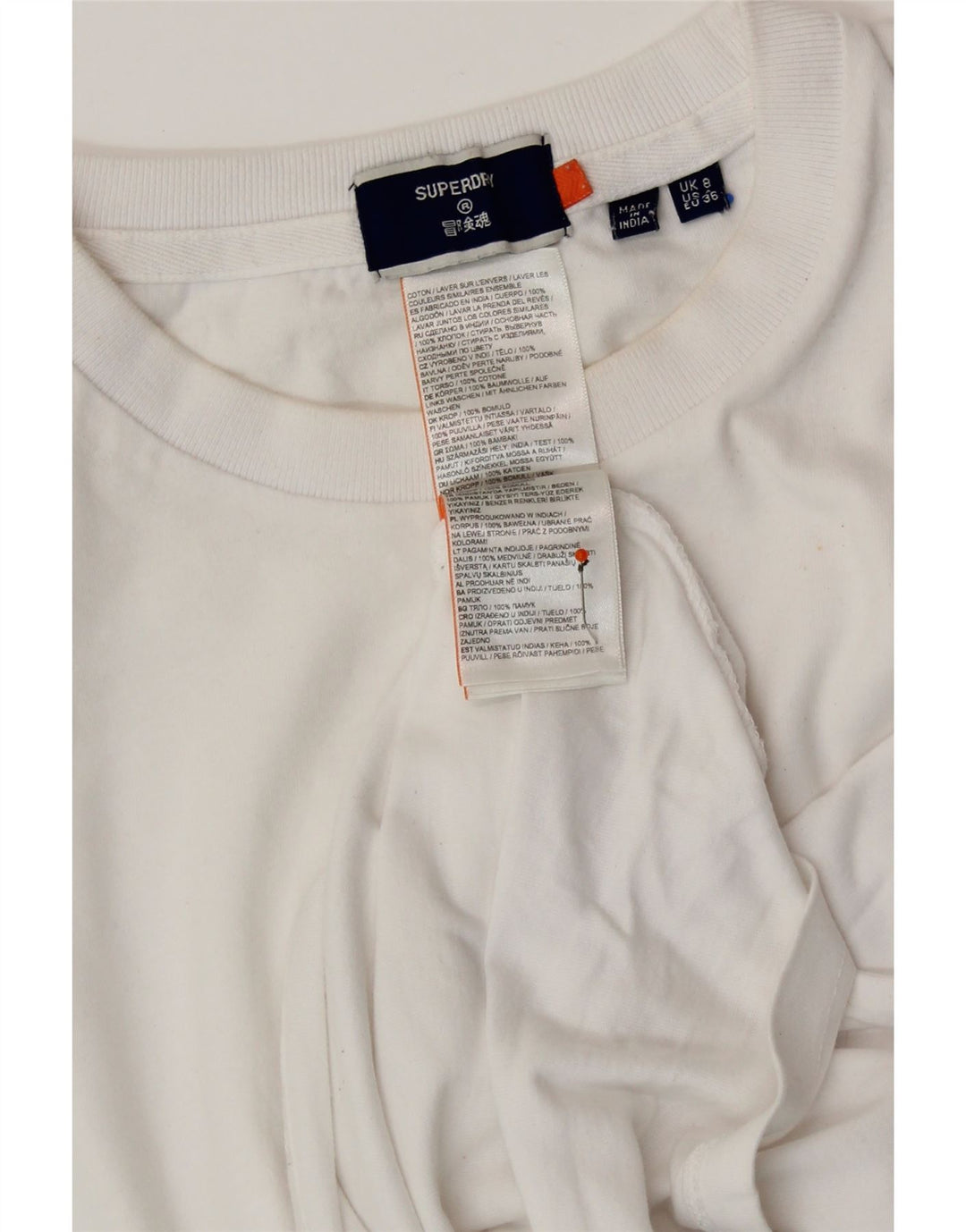 Женская футболка SUPERDRY Top UK 8, маленькая, белый хлопок