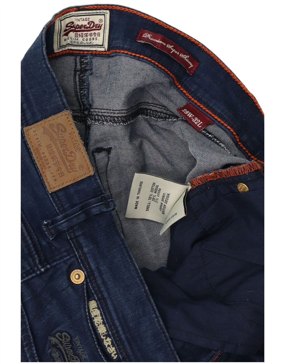 SUPERDRY Женские джинсы суперскинни W28 L32 синие, хлопок