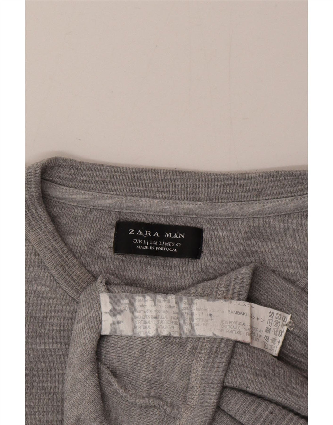 Мужской топ Zara с длинным рукавом, большой серый хлопок с крапинками