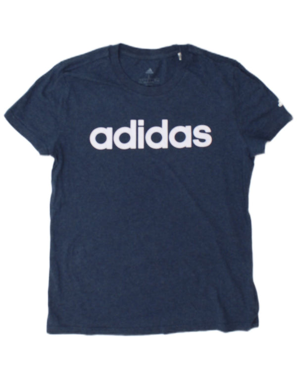 Adidas Womens Graphic T-Shirt Top UK 16/18 Large Navy Blue Cotton