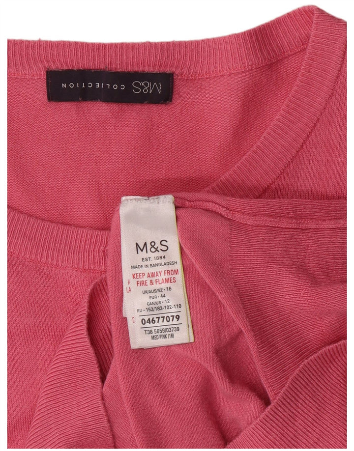 Женский кардиган Marks & Spencer UK 16, большой розовый, классический, из вискозы