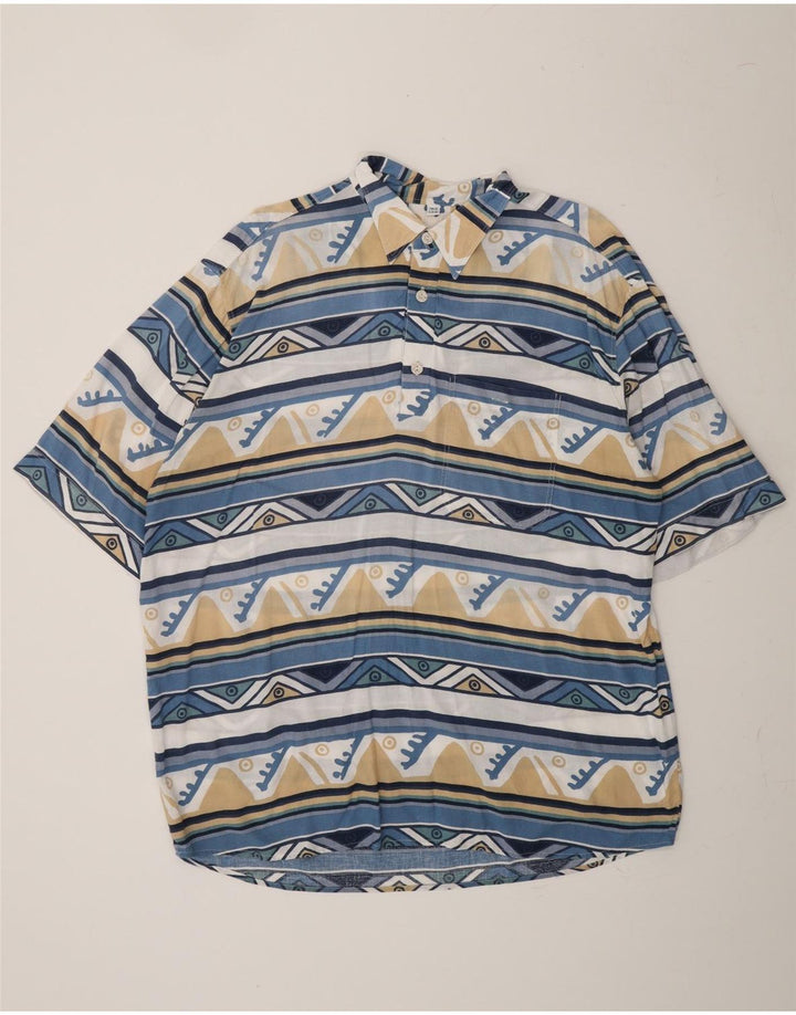 JUPITER Mens Short Sleeve Shirt Size 43 XL Blue Geometric Vintage Jupiter and Second-Hand Jupiter from Messina Hembry 