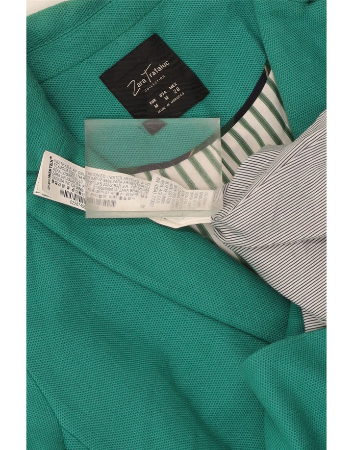 Женский укороченный пиджак Zara на 2 пуговицах, Великобритания 12, хлопковый средний зеленый цвет