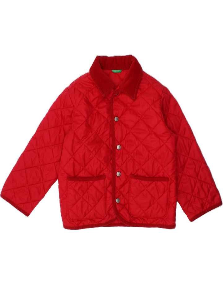 BENETTON Boys Quilted Jacket 4-5 Years XS  Red Polyamide Vintage Benetton and Second-Hand Benetton from Messina Hembry 