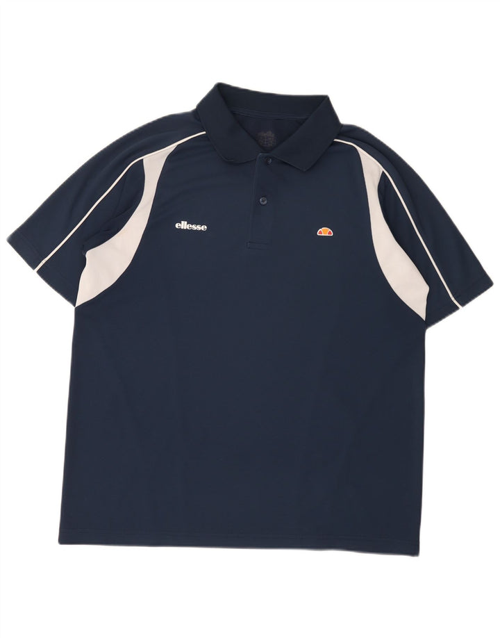 Мужская рубашка-поло Ellesse среднего размера, темно-синяя, цветной блок
