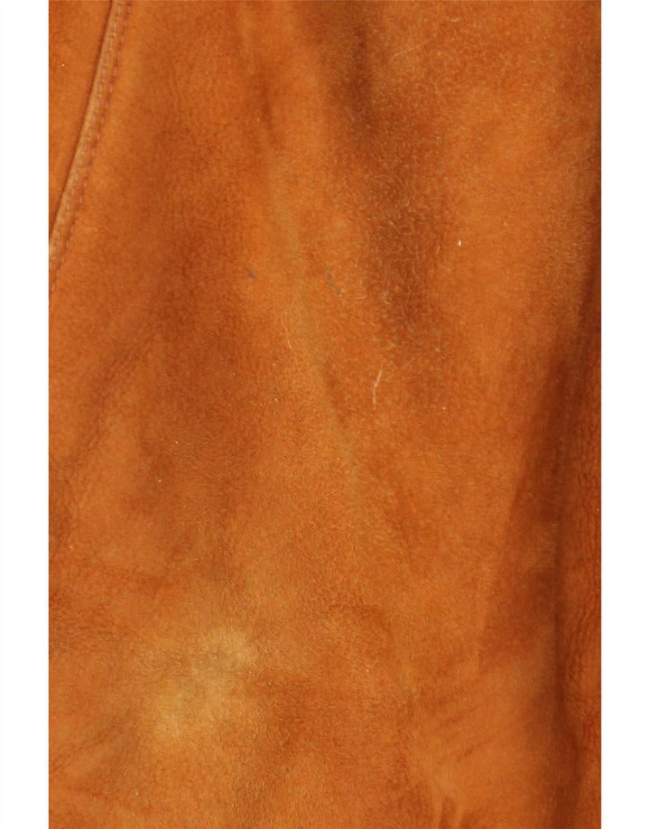 Винтажная женская дубленка свободного кроя IT 48 XL Коричневая кожа