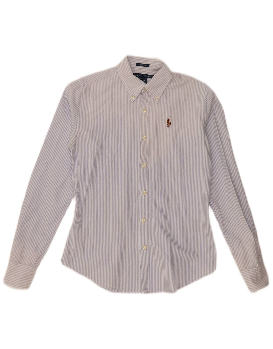 Женская рубашка приталенного кроя RALPH LAUREN, США 0 XS, хлопок в синюю полоску