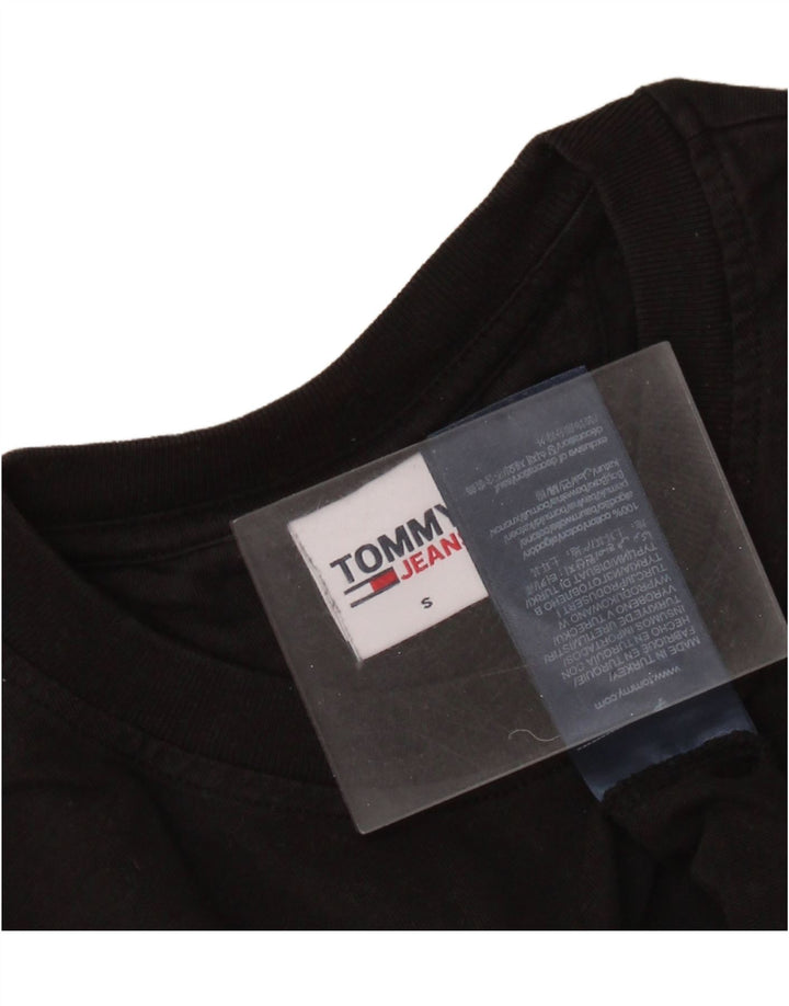 TOMMY HILFIGER Женская укороченная футболка с рисунком Top UK 10, маленький черный хлопок