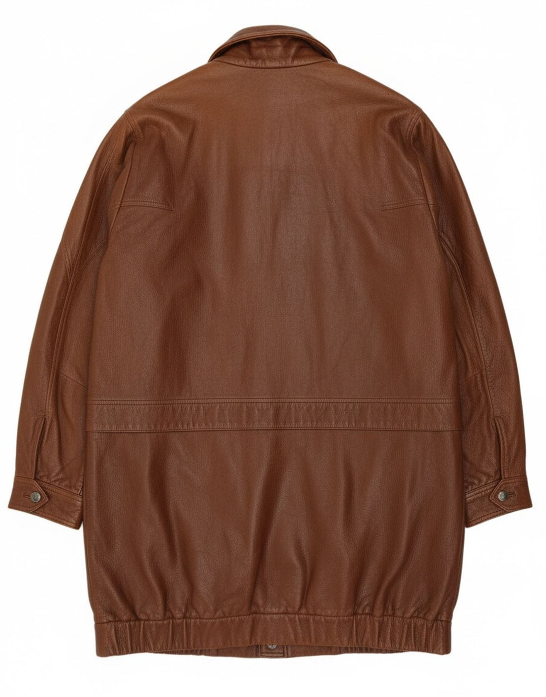 Мужское кожаное пальто свободного кроя Etienne Aigner UK 40, большое коричневое кожаное