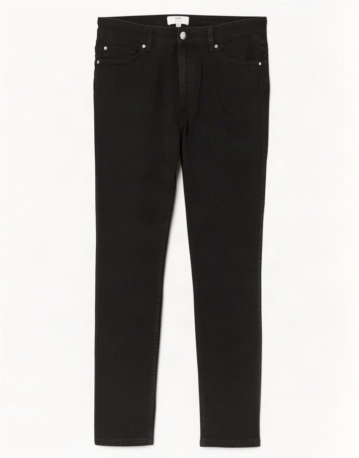 Женские короткие узкие джинсы Marks & Spencer UK 14, средние W30 L27, черный хлопок