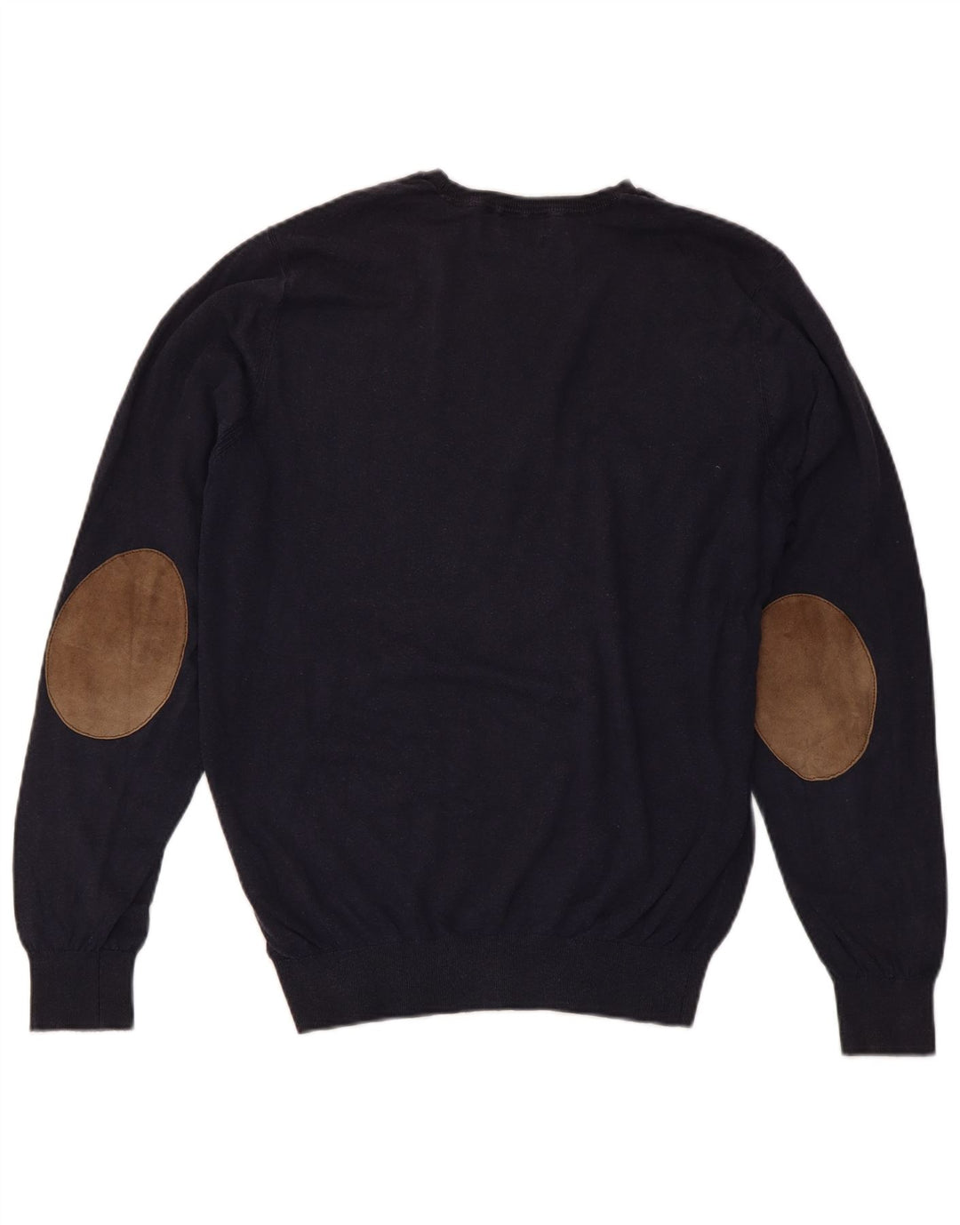 Мужской джемпер с круглым вырезом MASSIMO DUTTI, средний темно-синий хлопковый свитер