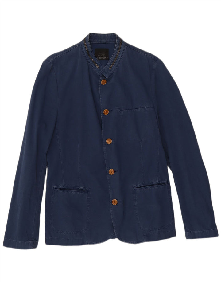 Мужской пиджак на 5 пуговицах Zara UK 38, средний темно-синий