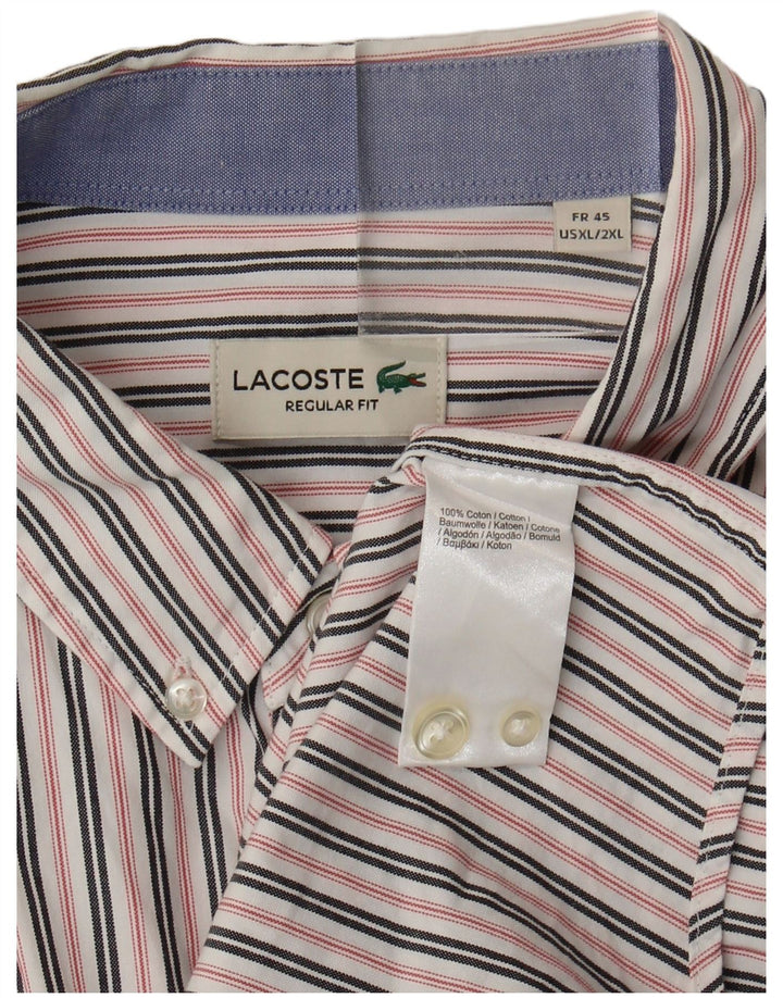 Мужская рубашка стандартного кроя Lacoste, размер 45 XL, хлопок в белую полоску