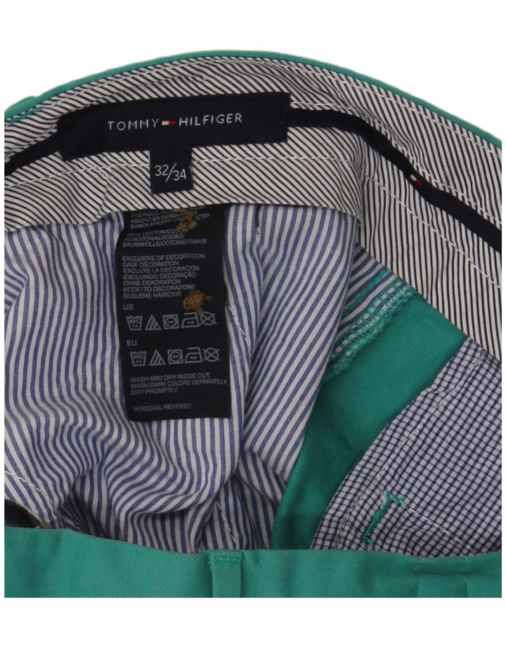 TOMMY HILFIGER Мужские прямые брюки чинос W32 L32 бирюзового цвета, хлопок