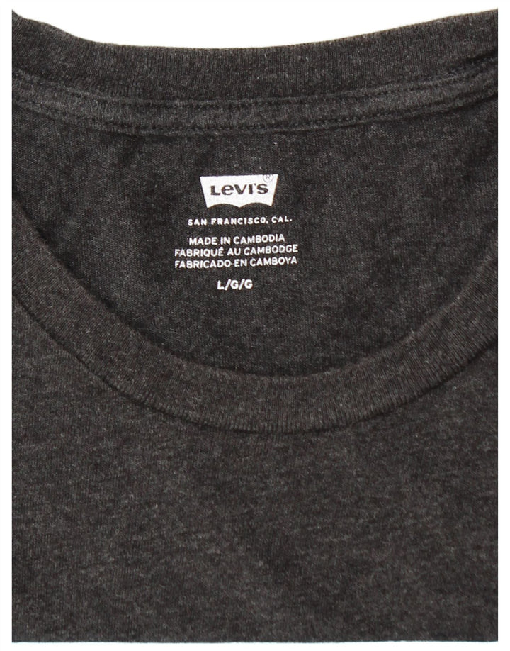 Мужская футболка с рисунком Levi's, большой серый хлопок