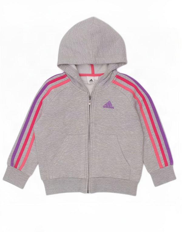 Свитер с капюшоном на молнии для маленьких девочек Adidas 12–18 месяцев, серый хлопок