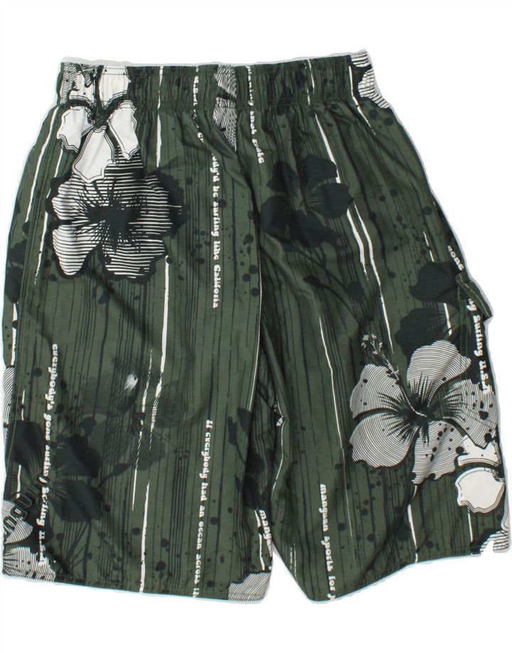 MANGUUN Mens Graphic Swimwear Large  Green Floral Polyester Vintage Manguun and Second-Hand Manguun from Messina Hembry 