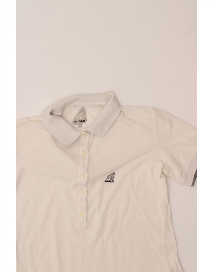 HOGAN Womens Polo Shirt UK 16 Large White Cotton Vintage Hogan and Second-Hand Hogan from Messina Hembry 