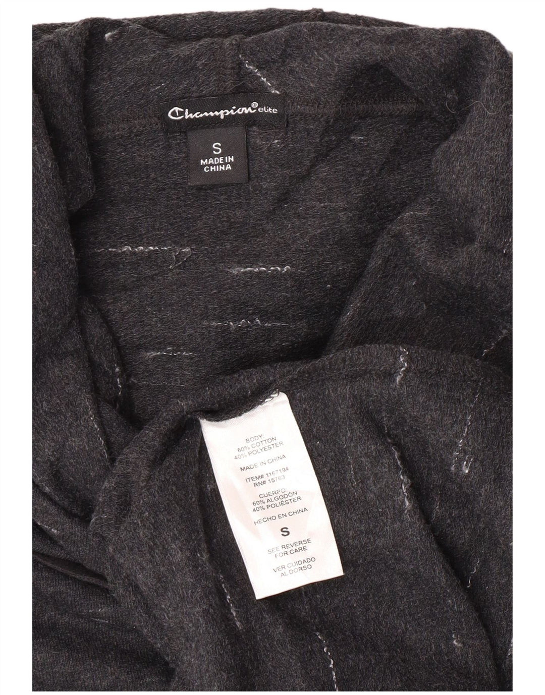 Женский джемпер с капюшоном оверсайз Champion UK 10, маленький серый хлопок с крапинками