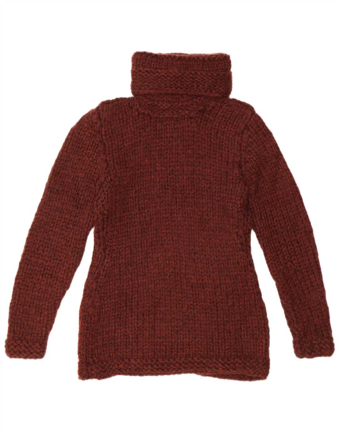 Винтажный женский джемпер с высоким воротником, Великобритания, 10, маленький бордовый цвет