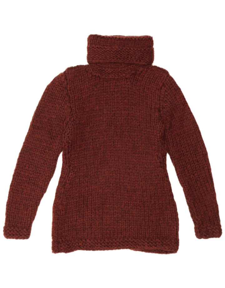 Винтажный женский джемпер с высоким воротником, Великобритания, 10, маленький бордовый цвет