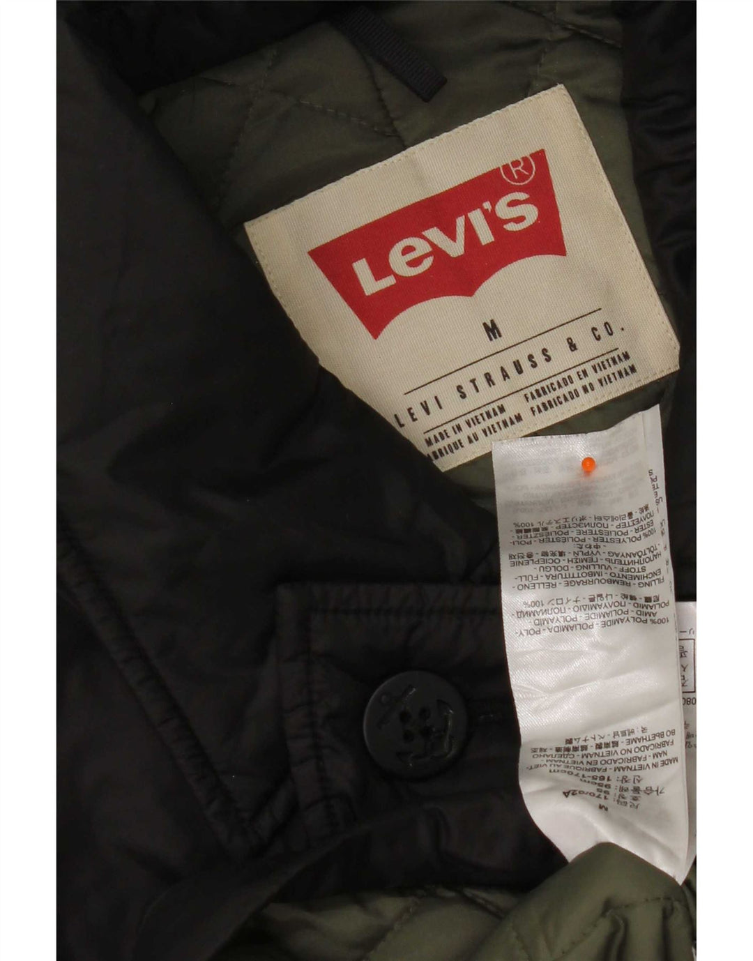 Мужская утепленная куртка в стиле милитари Levi's UK 38, средний черный нейлон