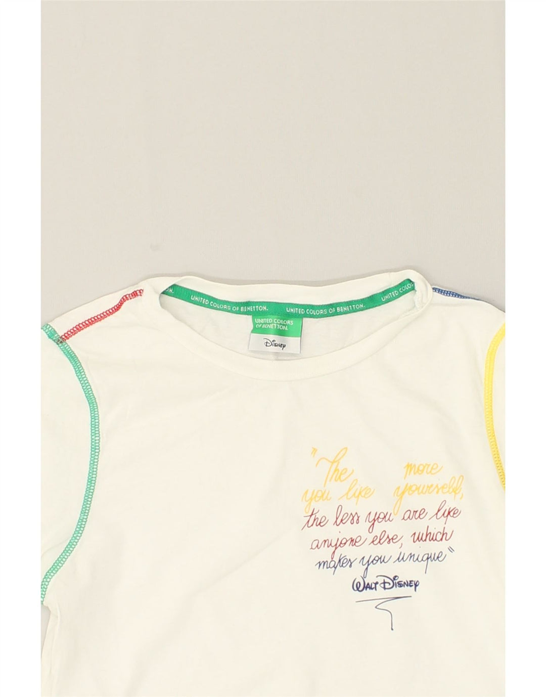 BENETTON Womens Graphic T-Shirt Top UK 10 Small White Cotton | Vintage Benetton | Thrift | Second-Hand Benetton | Used Clothing | Messina Hembry 
