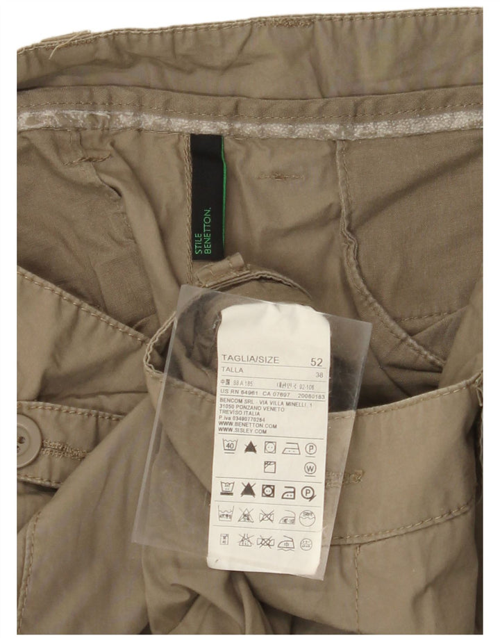BENETTON Мужские прямые брюки карго IT 52 XL W38 L34 Хаки Хлопок
