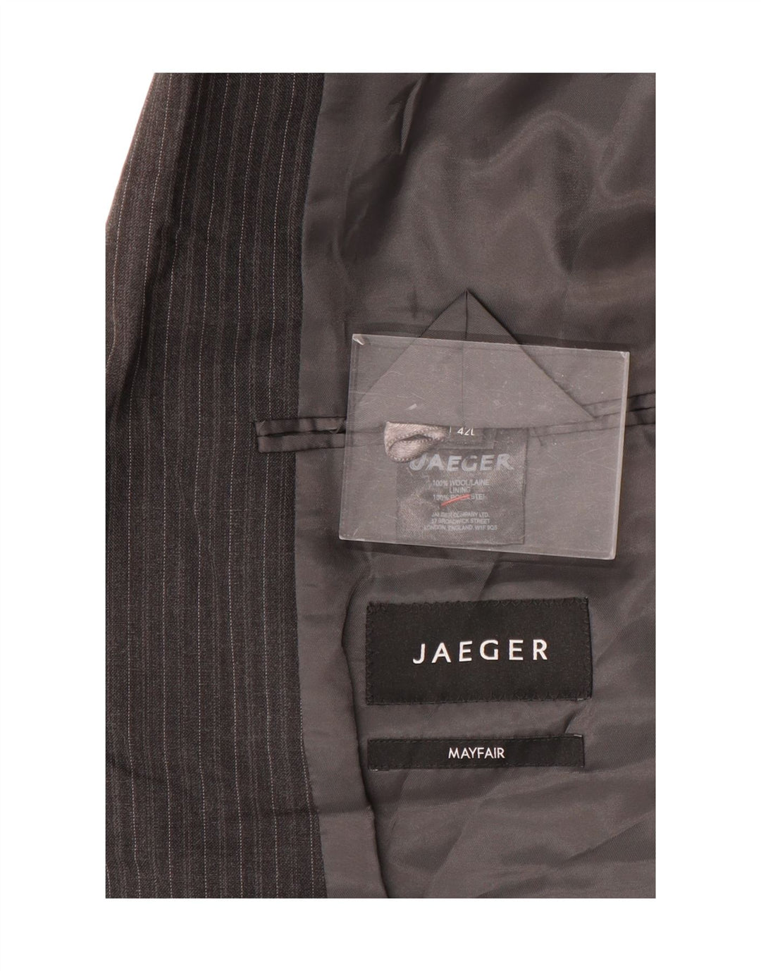 Jaeger Мужской пиджак с 2 пуговицами UK 42 XL Серый шерстяной в тонкую полоску