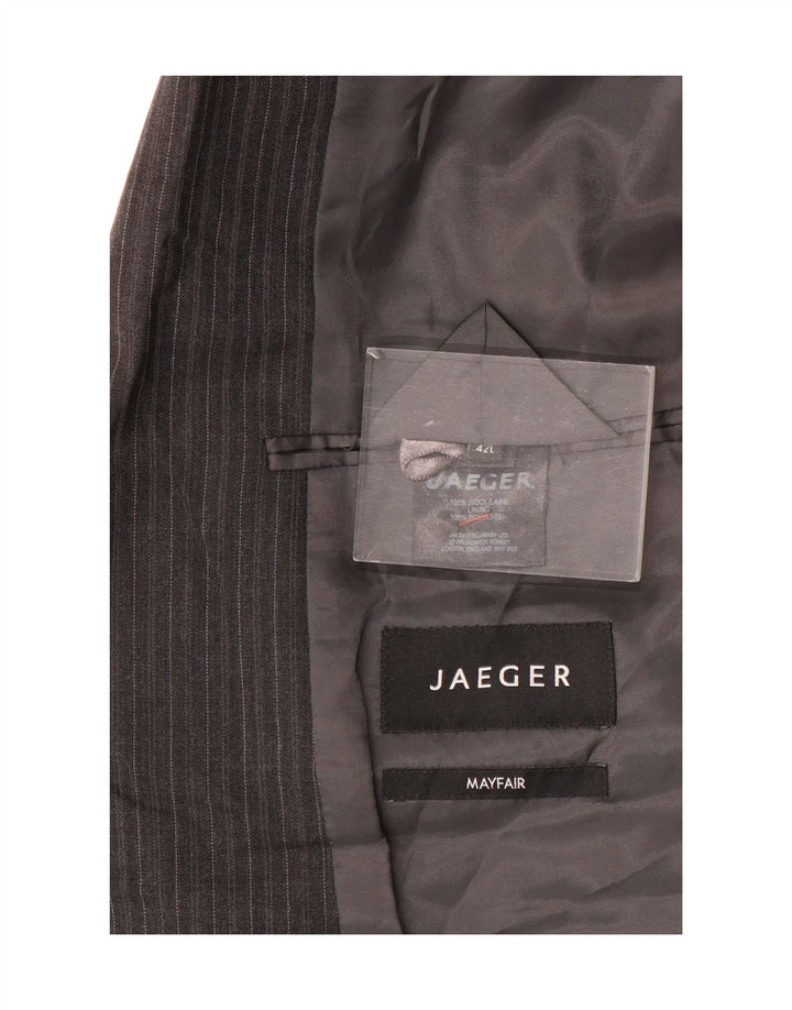 Jaeger Мужской пиджак с 2 пуговицами UK 42 XL Серый шерстяной в тонкую полоску