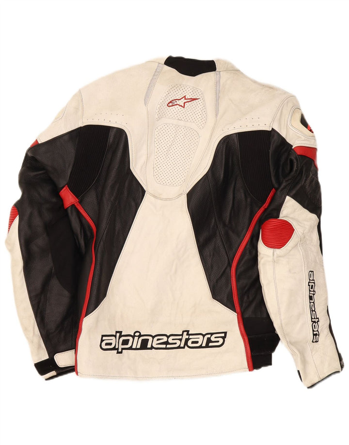 Мужская куртка-гонщик Alpinestars с графическим рисунком, размер 52, большая белая с цветными блоками