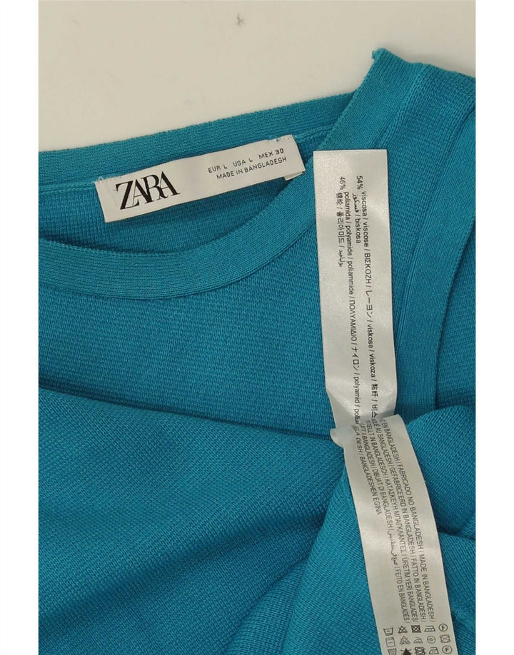 Женский укороченный жилет Zara UK 14, большой синий вискоза