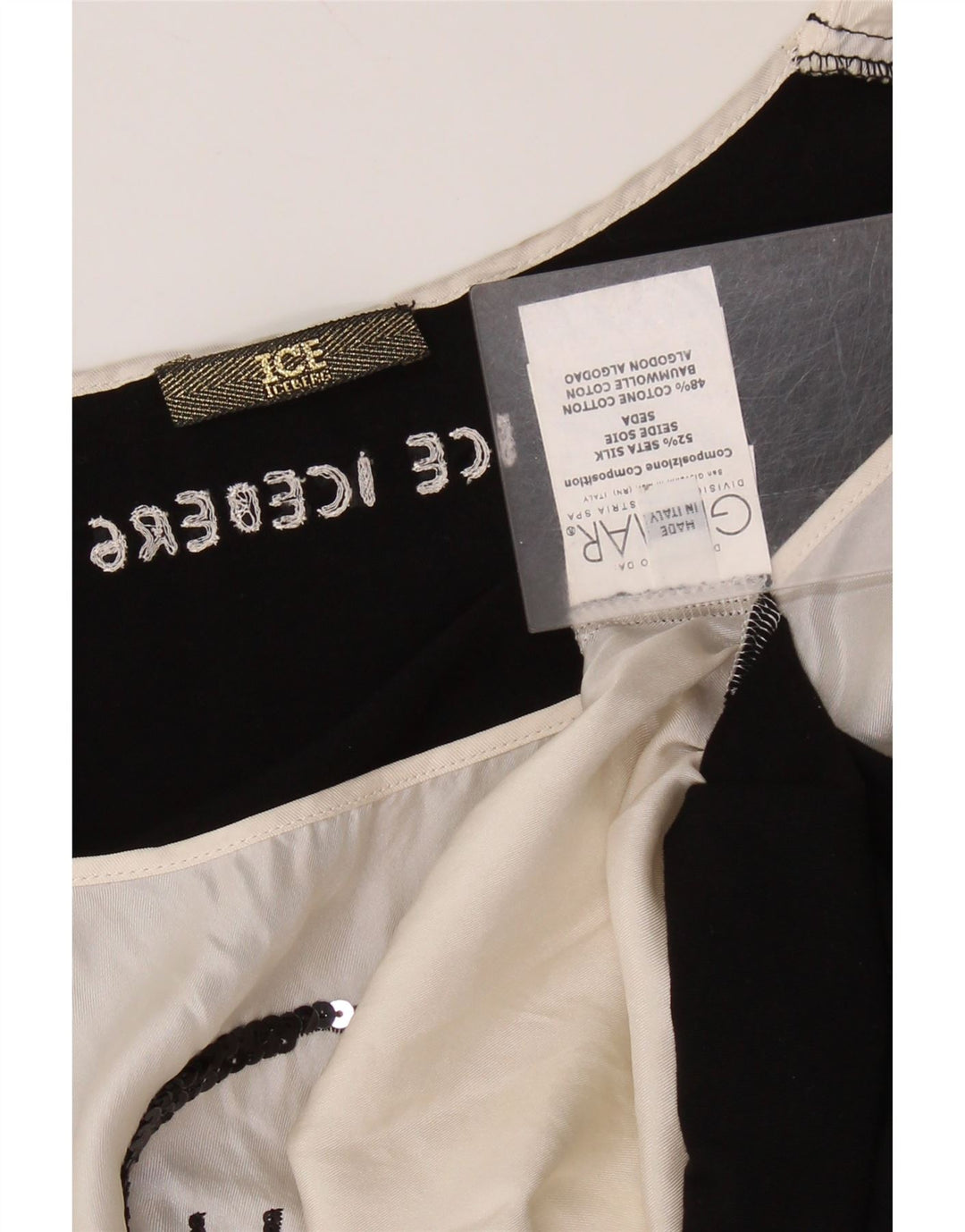 ICEBERG Женская блузка с графическим рисунком Top UK 8 Small Off White Colorblock