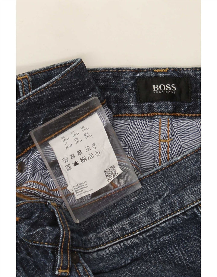 Мужские прямые джинсы Hugo Boss W34 L34 синие, хлопок