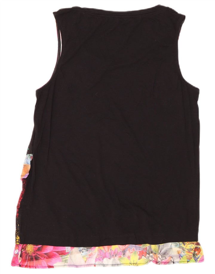 Женская блузка без рукавов с рисунком DESIGUAL UK 12, средний черный цветочный принт