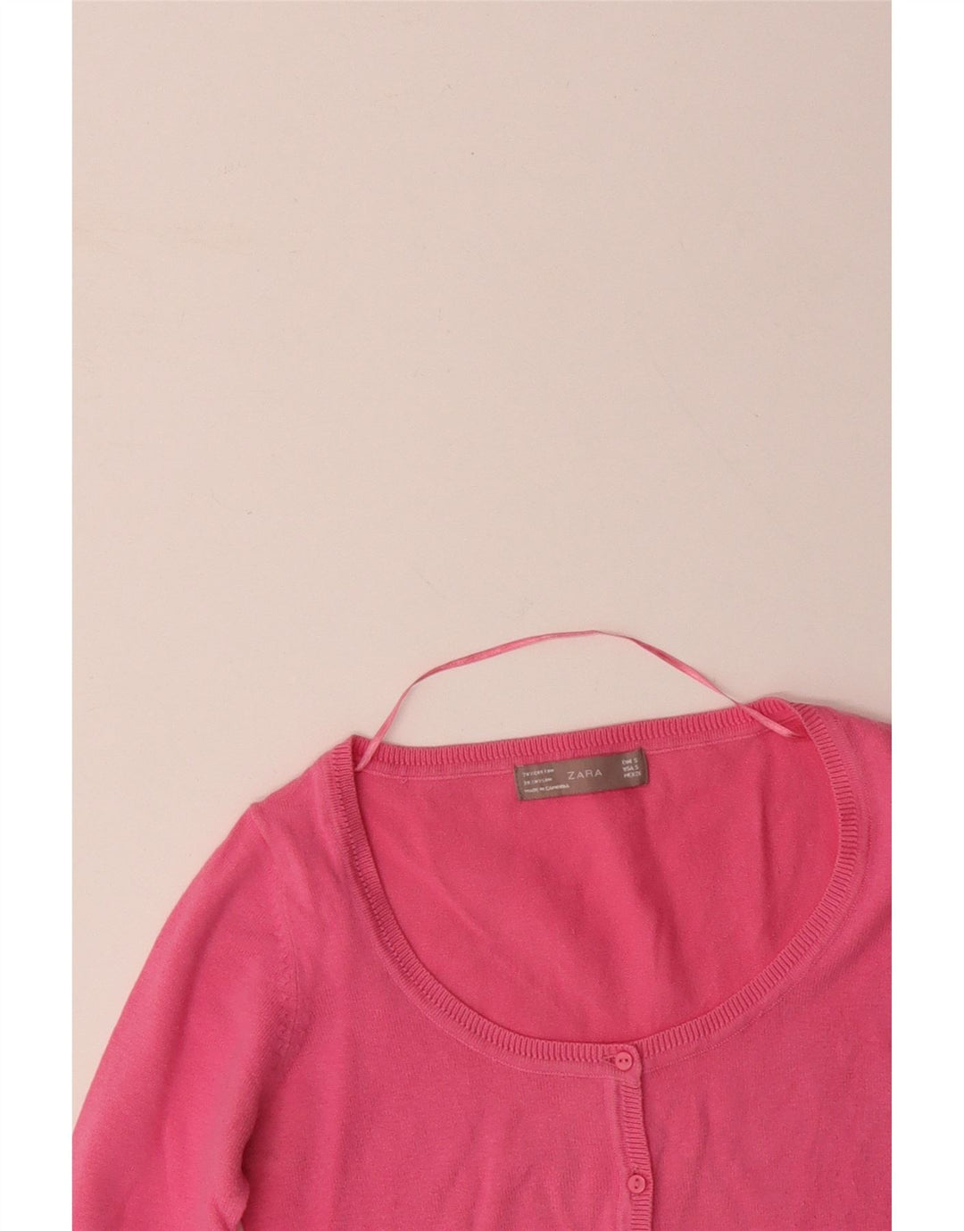 Женский кардиган с рукавом 3/4 ZARA, Великобритания, 8, маленький розовый, хлопок