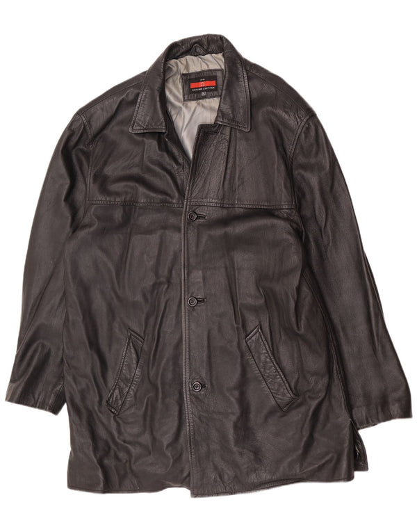 Винтажное мужское кожаное пальто UK 42 XL, черное