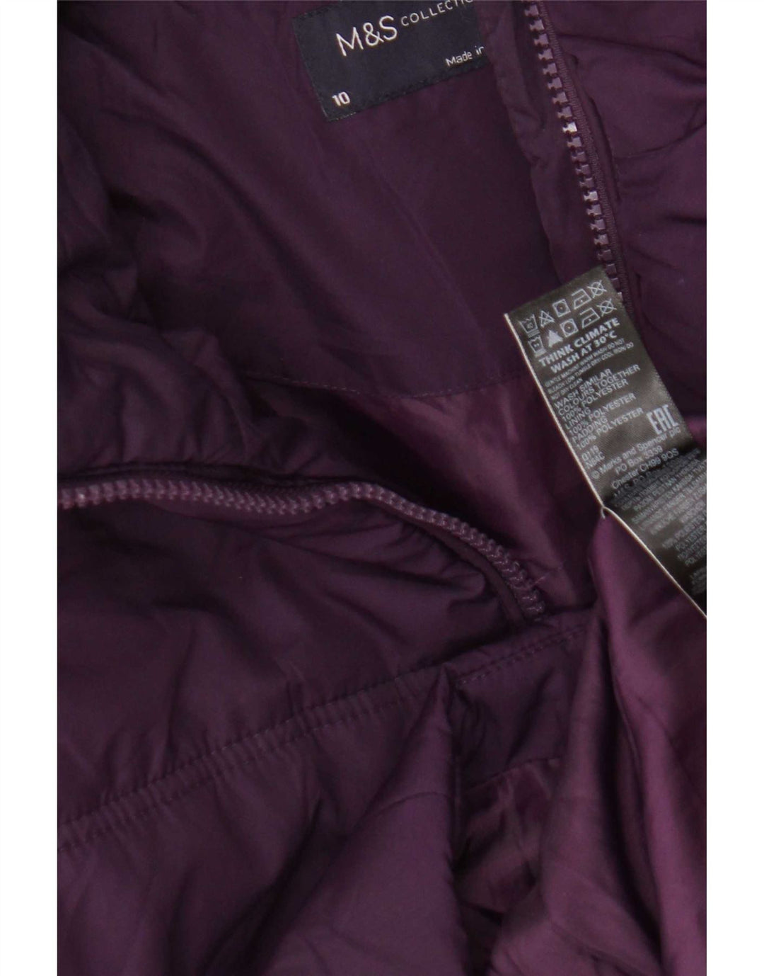 Женское стеганое пальто Marks & Spencer UK 10, маленький фиолетовый, полиэстер
