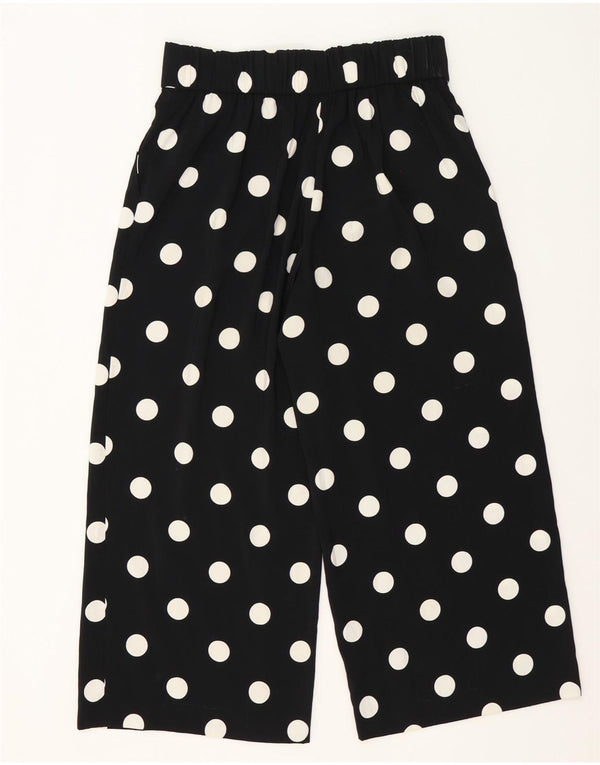 Zara Женские укороченные брюки с завышенной талией, большие W30 L25, черные в горошек