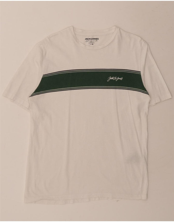 JACK & JONES Mens T-Shirt Top Medium White Colourblock Cotton Vintage Jack & Jones and Second-Hand Jack & Jones from Messina Hembry 