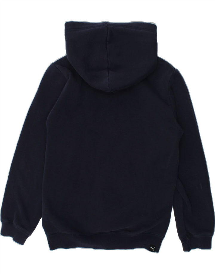 PUMA Boys Graphic Hoodie Jumper UK 24/26 7-8 Years Navy Blue Cotton | Vintage Puma | Thrift | Second-Hand Puma | Used Clothing | Messina Hembry 