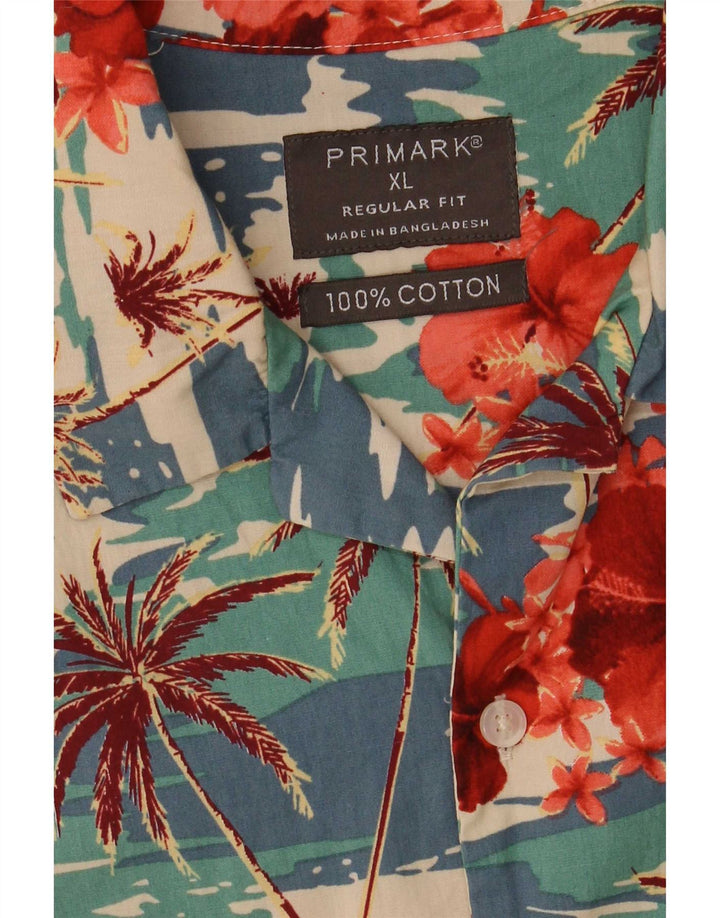 Мужская рубашка Primark с коротким рукавом XL, разноцветная, гавайская с цветочным принтом