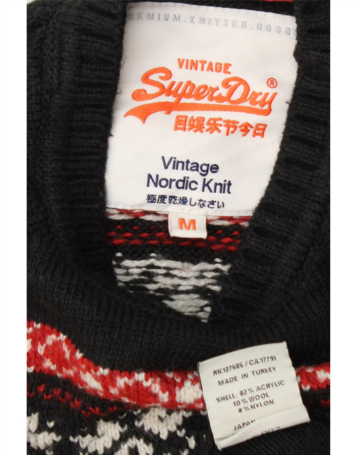Мужской свитер с вырезом «лодочка» Superdry, средний черный, акрил с жаккардовым узором