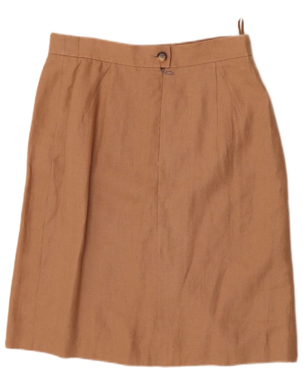 HERMES Женская прямая юбка IT 44 Medium W30 Бежевый лен