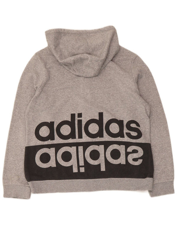 Женский свитер с капюшоном Adidas на молнии с графическим рисунком UK 18 XL Серый хлопок с цветными блоками