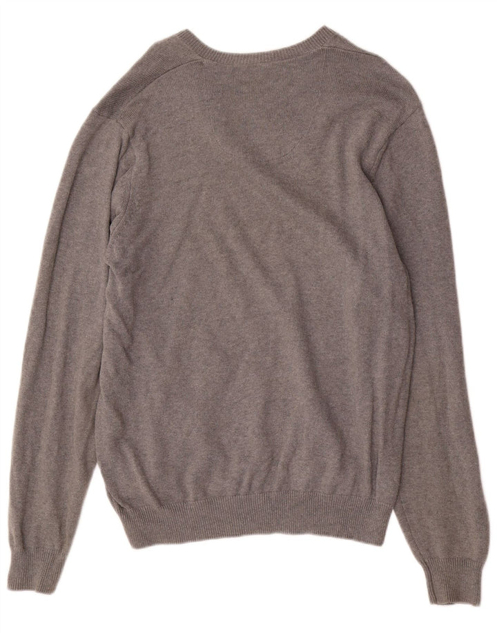 Мужской джемпер с v-образным вырезом Mark & Spencer Blue Harbour, хлопковый средний серый цвет