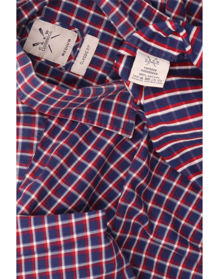 Crew Clothing Мужская фланелевая рубашка классического кроя среднего размера, темно-синяя клетка, хлопок